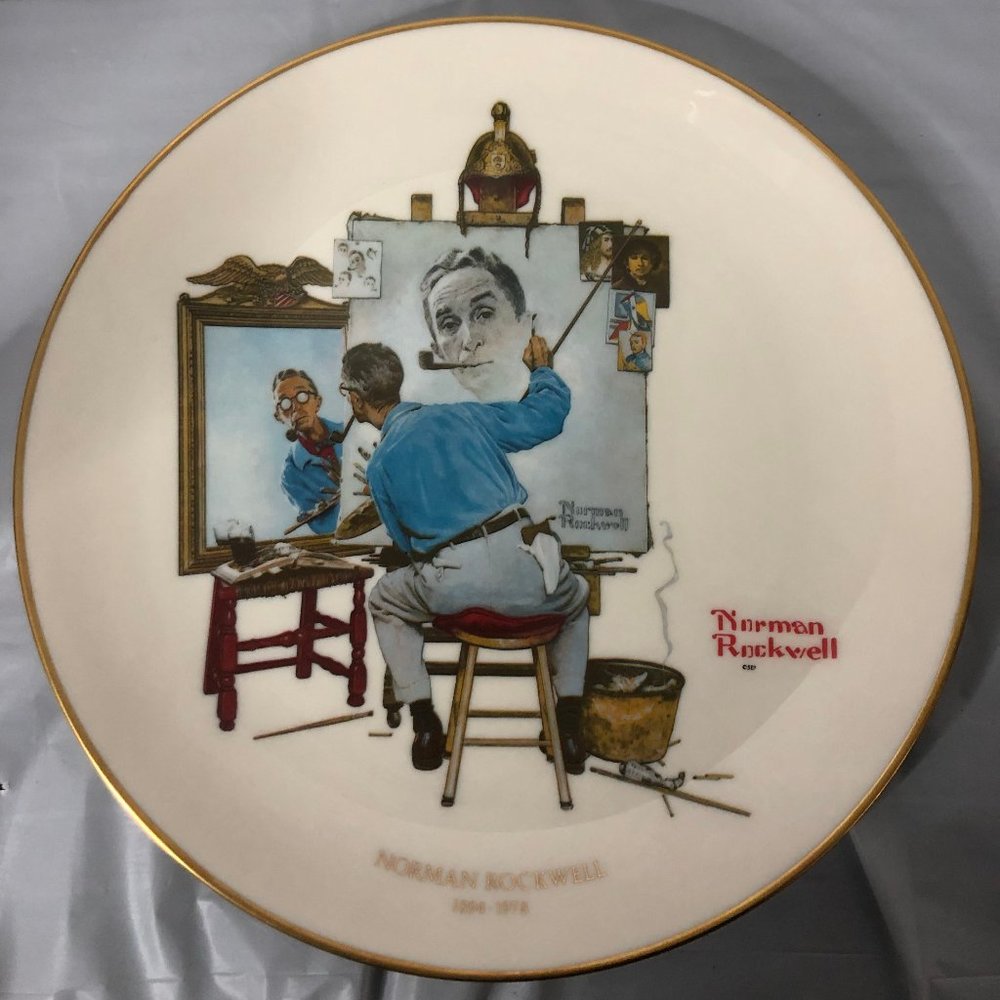 Norman Rockwell Triple Self Portrait plate